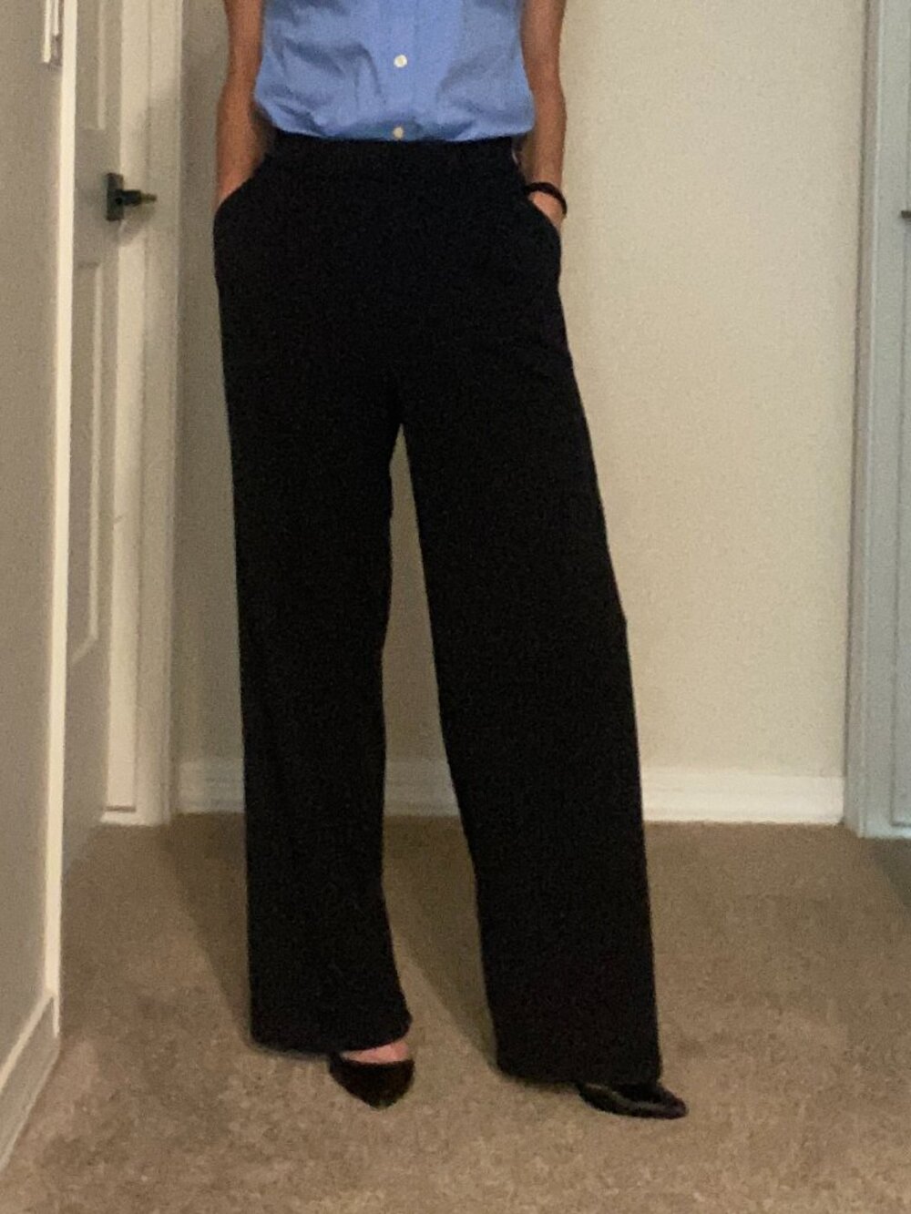 Halara Wide Leg Work Pants XS Black Stretch Pull On Trouser High Rise Workwear